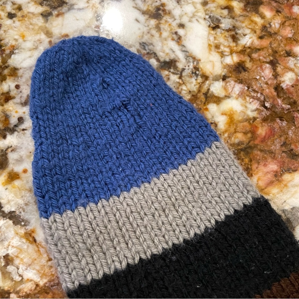 Handmade multicolor knit stocking cap - Picture 2 of 2